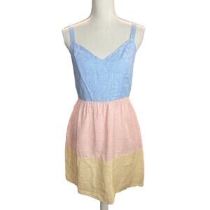 Cynthia Rowley linen mini dress sundress color block spring European summer